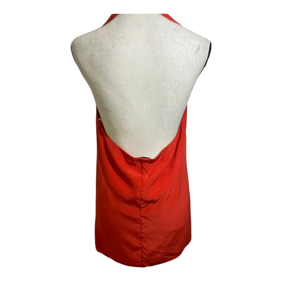 Drew womens silk V front neck button tie ope. Back orange blouse size Small - Picture 5 of 12